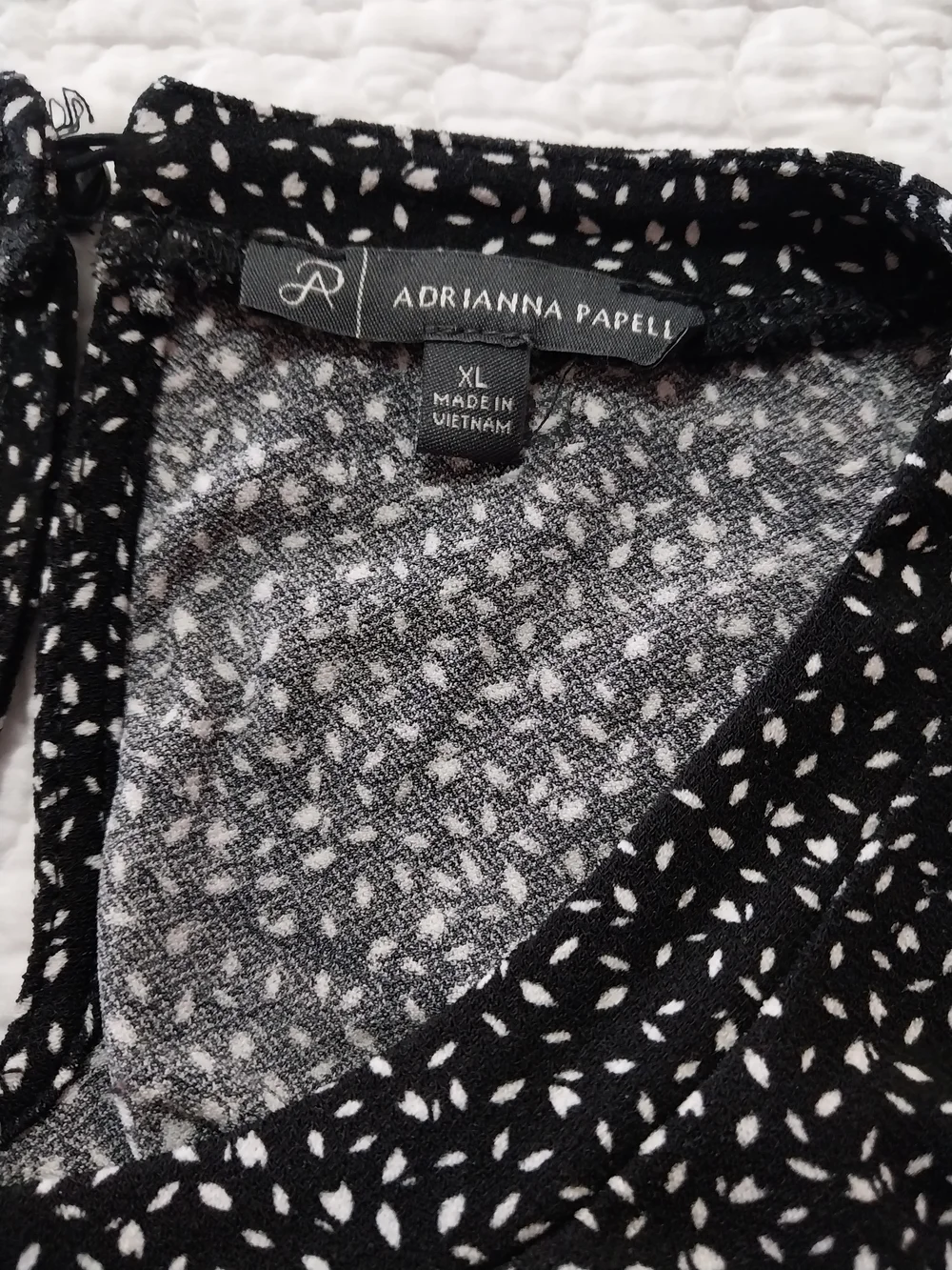 Adrianna Papell Black and White Dot-Print Long Sleeve Top